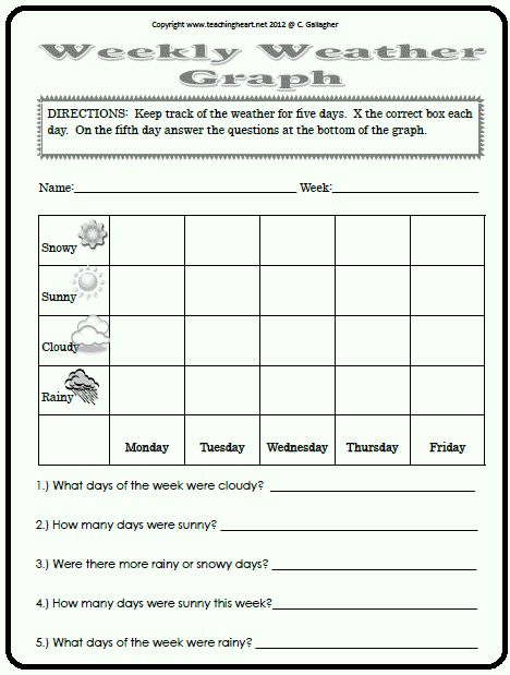 days weather track weekly graph weather keep worksheet  of weather data the  students five for